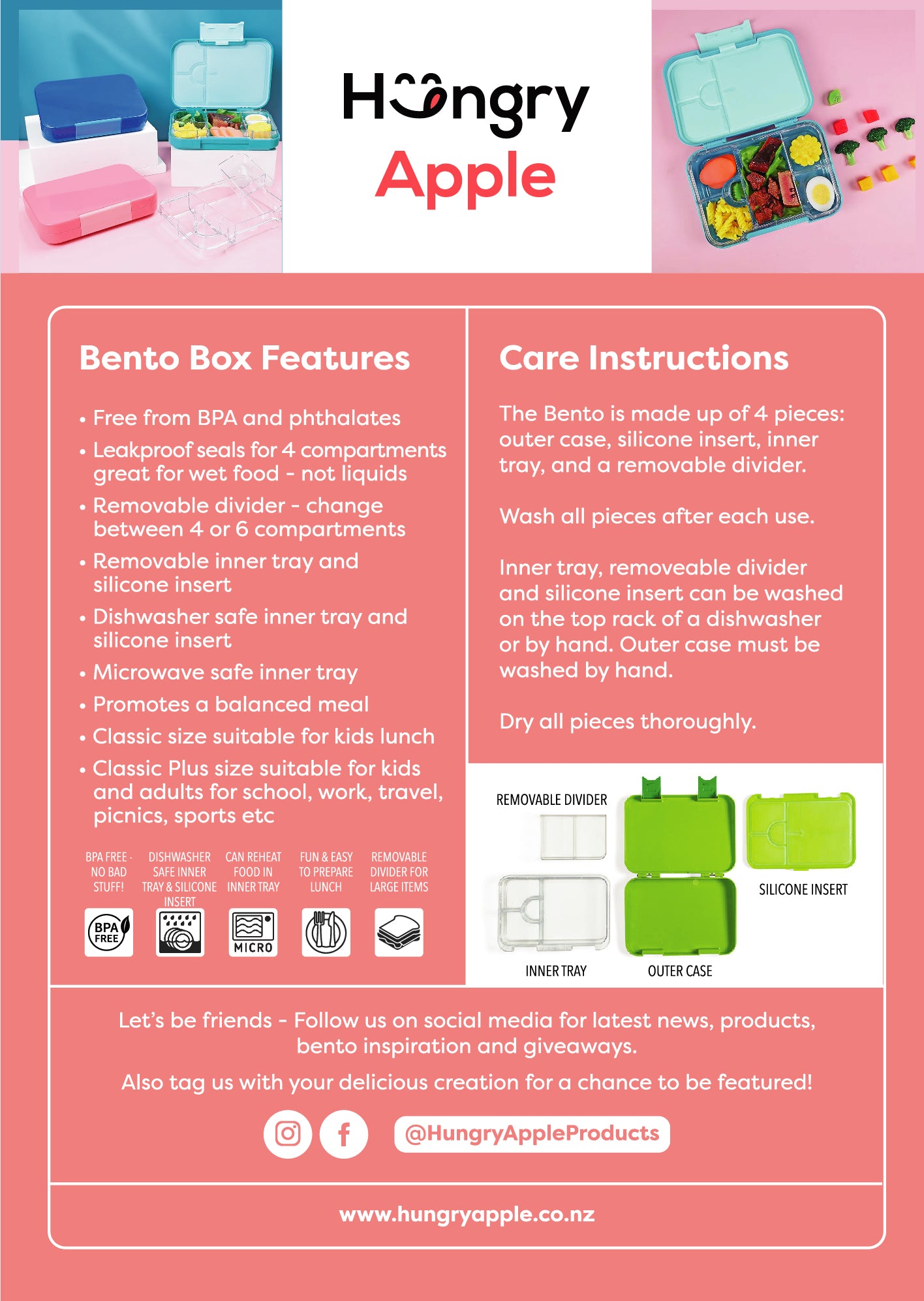 GoBe Lunchbox Care Instructions 