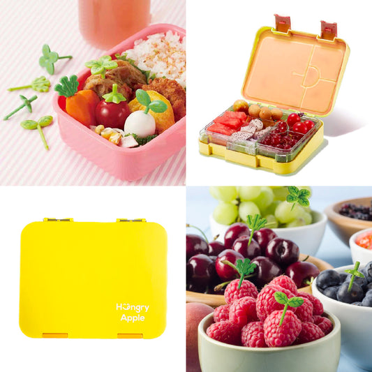 Classic Plus Yellow Bento Lunchbox & Leaves Food Pick Set