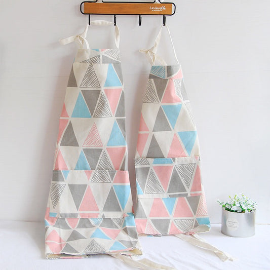 Apron Set - Pink Blue Triangles