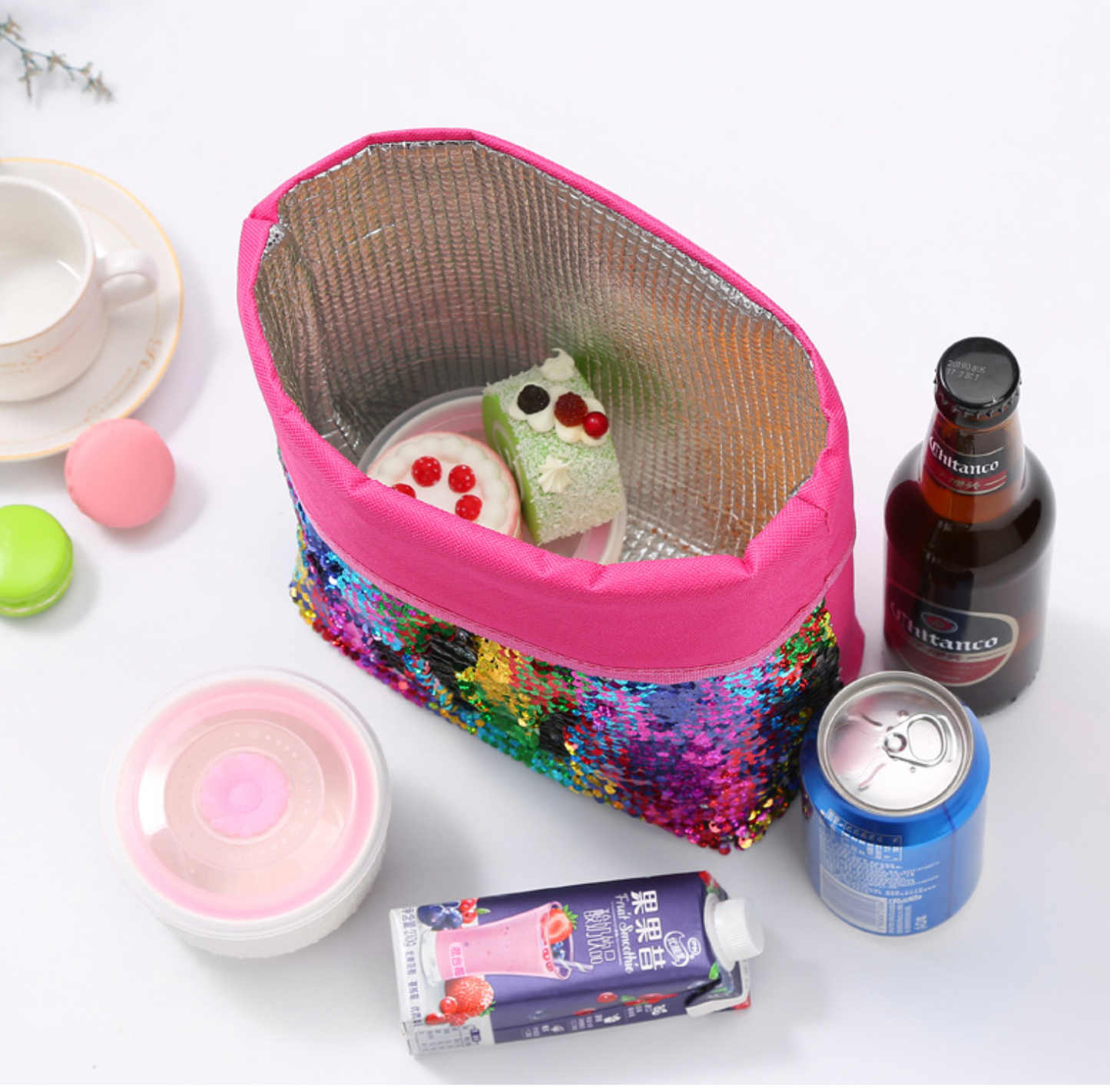 Thermal Tote Lunch Bag Sequin Glitter